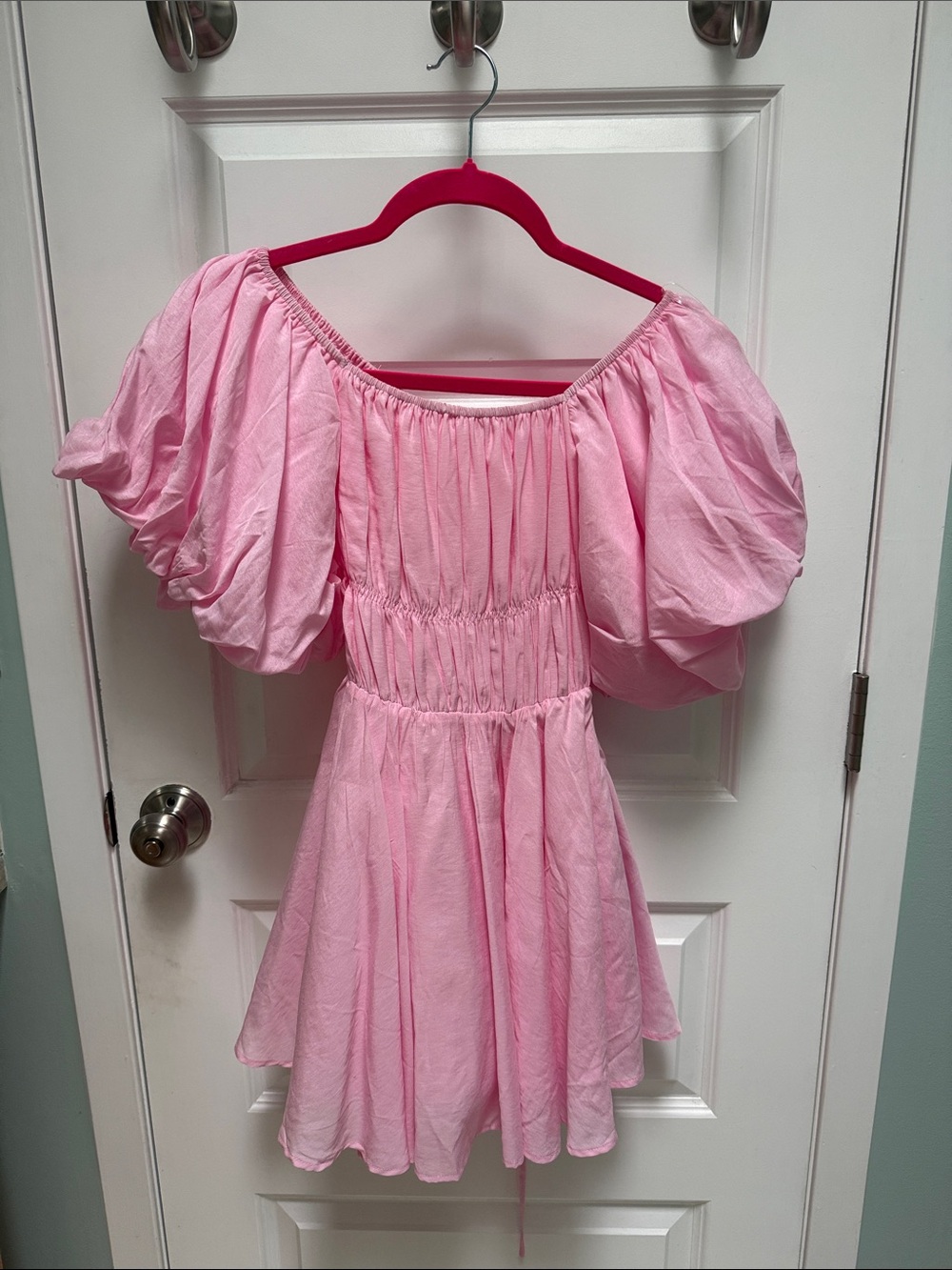 Altar’d State Pink Puff-Sleeve Cotton Dress